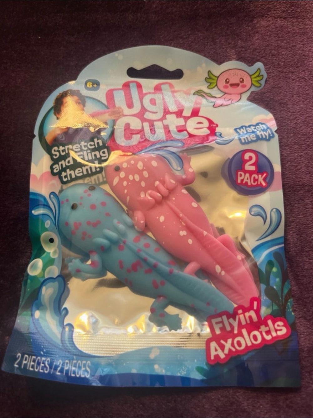 Ugly Cute Flyin Axolotls 2-Pack Stretch Toys - Pink & Blue